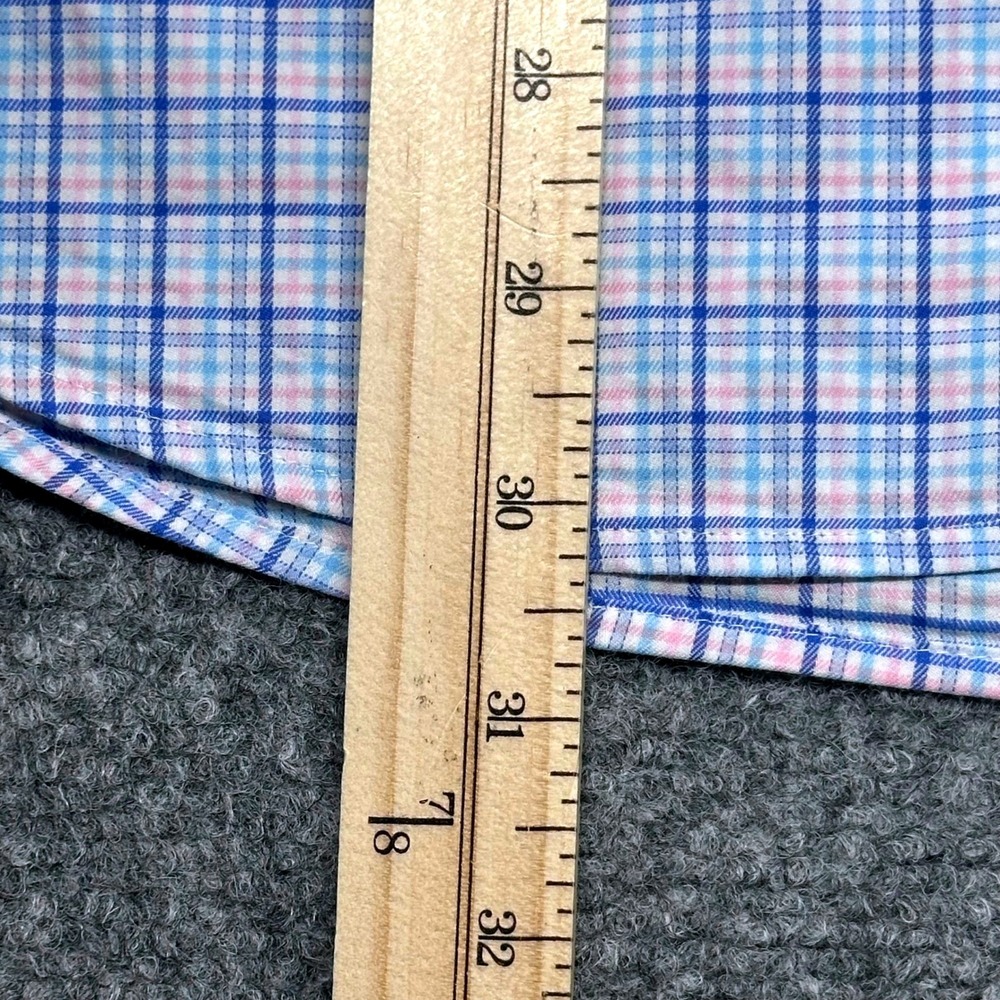 Peter Millar Plaid Button Down Shirt Large Blue Pink Long Sleeve Check - Picture 5 of 12